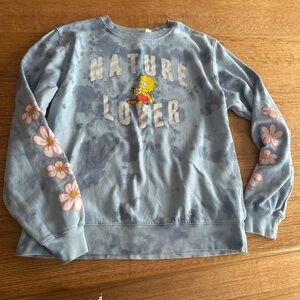 Simpsons GUC Lisa graphic Blue Tie-Dye Nature Lover Sweatshirt Sz medium 21” p2p